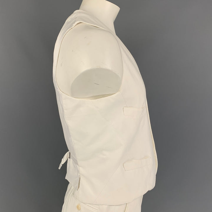 NEIL BARRETT Size XL White Cotton / Linen Buttoned Vest