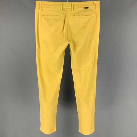 SERGE BLANCO Size 32 Yellow Cotton Flat Front Casual Pants
