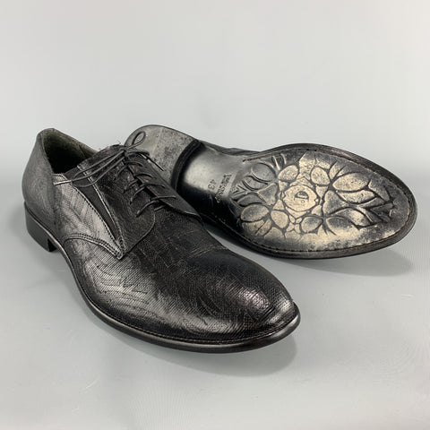 Jo GHOST Size 10 Black Tattoo Embossed Leather Lace Up