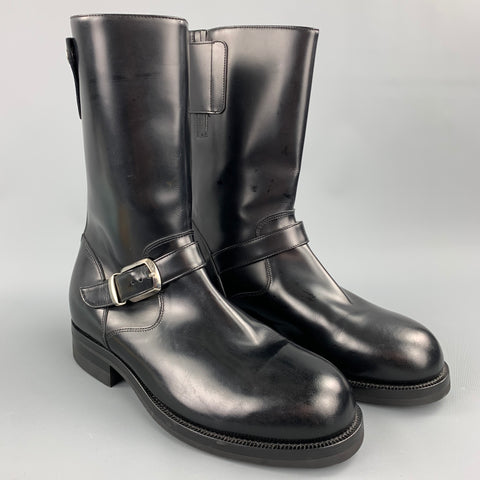 PAUL SMITH Size 9 Black Leather Biker Boots
