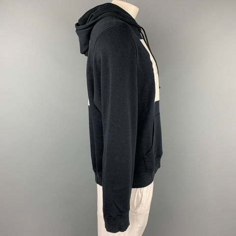 OPENING CEREMONY Size XL Black & White Logo Cotton Hooded Sweatshirt