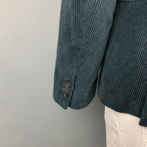 PAUL SMITH Soho Fit Taille 44 Manteau de sport à revers cranté en velours côtelé vert forêt régulier