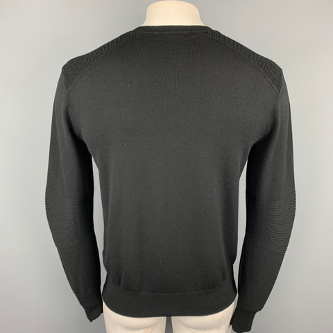 BELSTAFF Size XXL Black Knitted Wool Crew-Neck Pullover