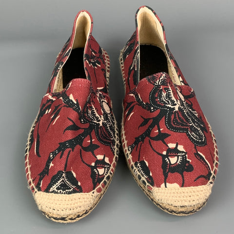 ISABEL MARANT Alpargatas planas de lona negra y burdeos talla 10