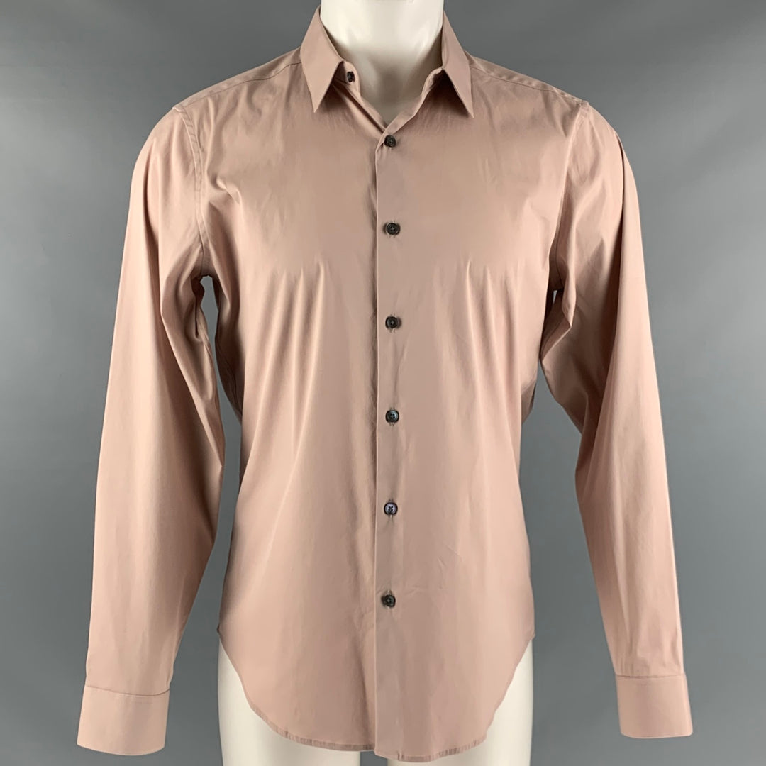 THEORY Size M Pink Cotton Blend Long Sleeve Shirt