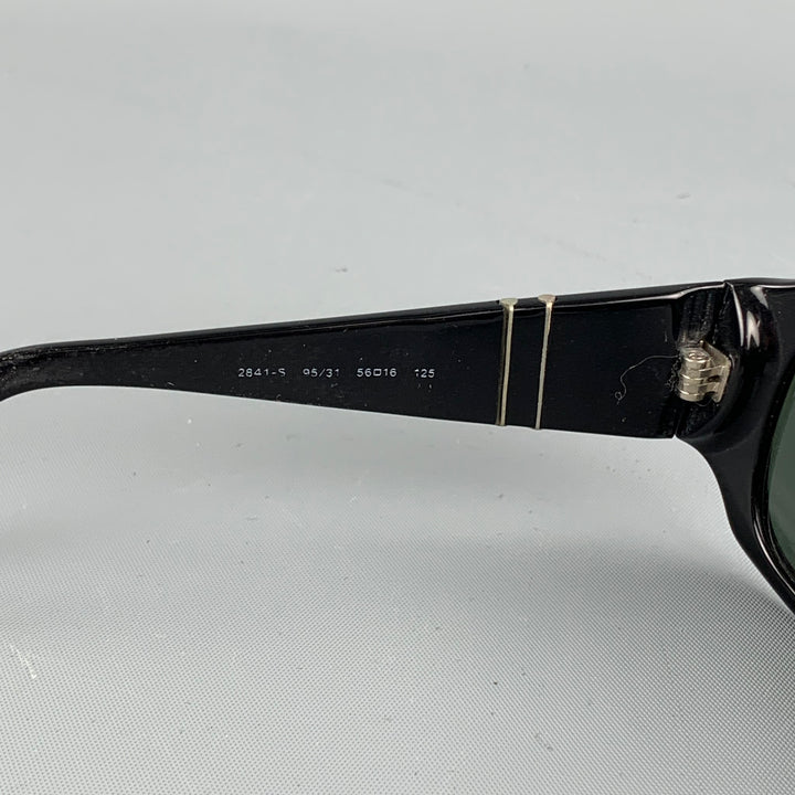 PERSOL Black Acetate Silver Trim Sunglasses
