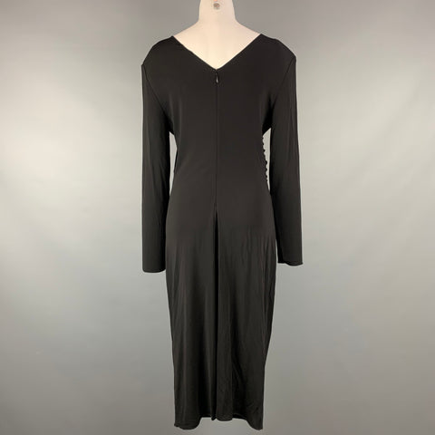 GIORGIO ARMANI Size 12 Black Viscose Leather Cocktail Dress