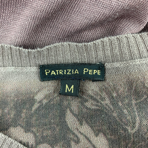 PATRIZIA PEPE Size M Taupe & Brown Ombre Cotton / Silk V-Neck Pullover
