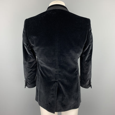 DOLCE & GABBANA Size 40 Black Velvet Peak Lapel Sport Coat