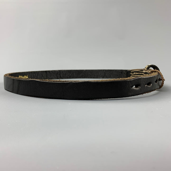 KAPITAL Talla de cintura 34 Cinturón de cuero con puntadas en contraste negro