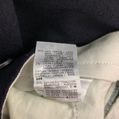 BARENA Taille 34 Pantalon habillé en laine / Lycra Zip Fly à revers