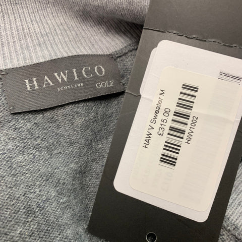 HAWICO Size XL Grey Embroidery Cashmere 1/4 Zip Pullover