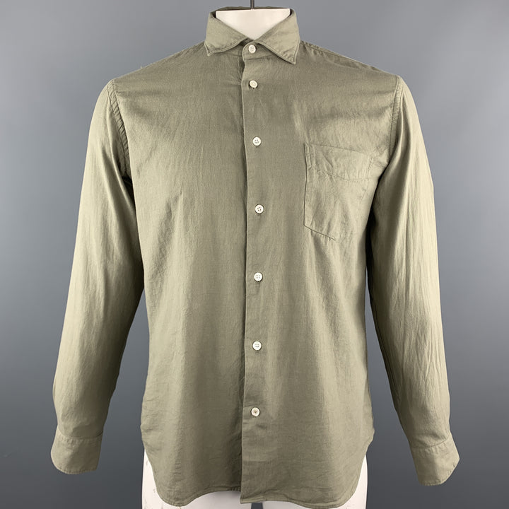 HARTFORD Size M Taupe Cotton Button Up Long Sleeve Shirt