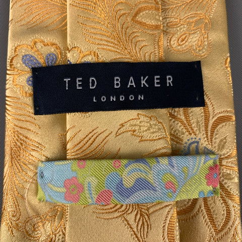 TED BAKER Yellow & Blue Floral Silk Tie