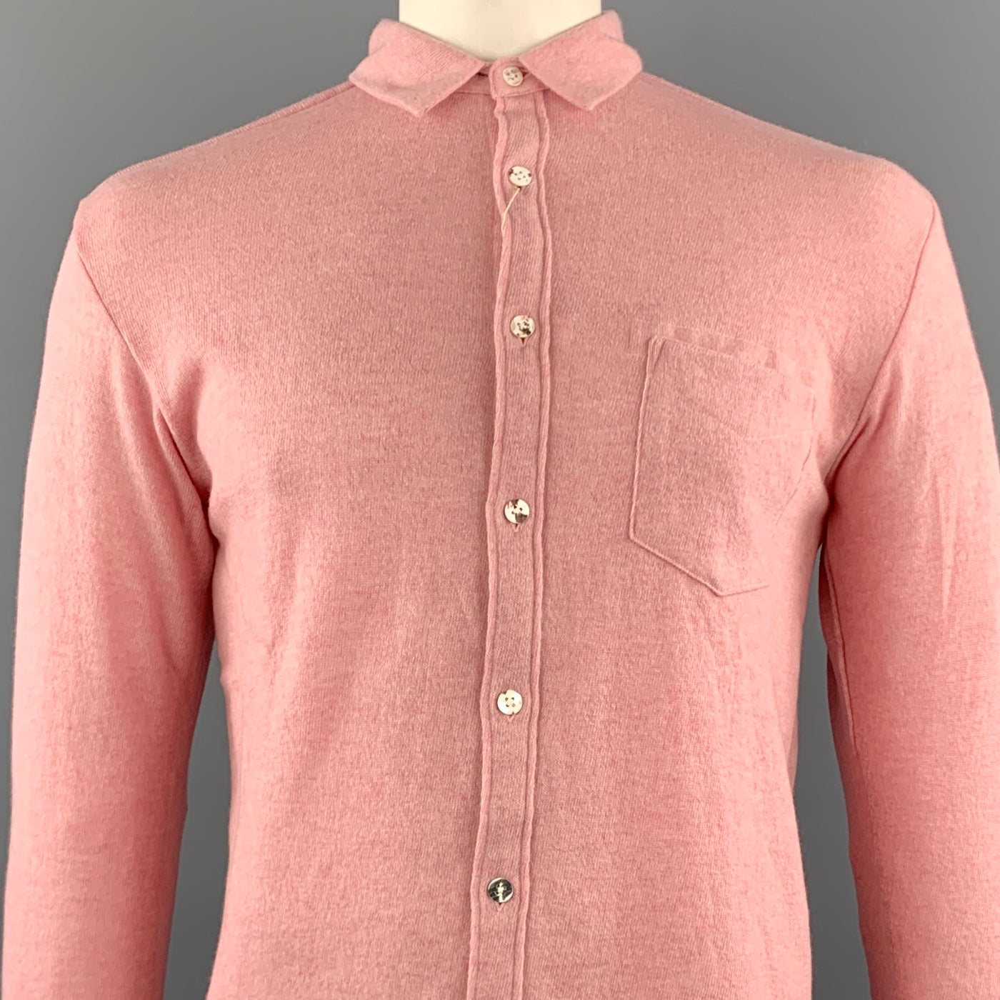 KAPITAL Rose Pink  Knitted Wool Button Up Size L Long Sleeve Shirt