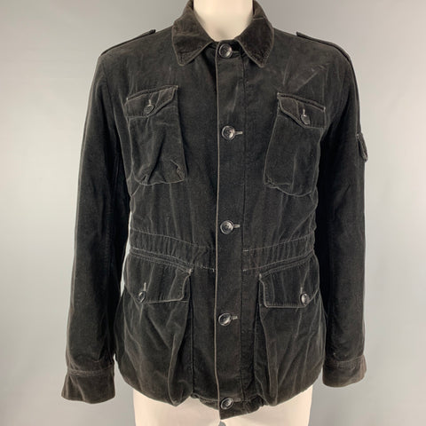 NICOLE FARHI Chest Size 40 Size 40 Brown Velvet Cotton Parka Jacket