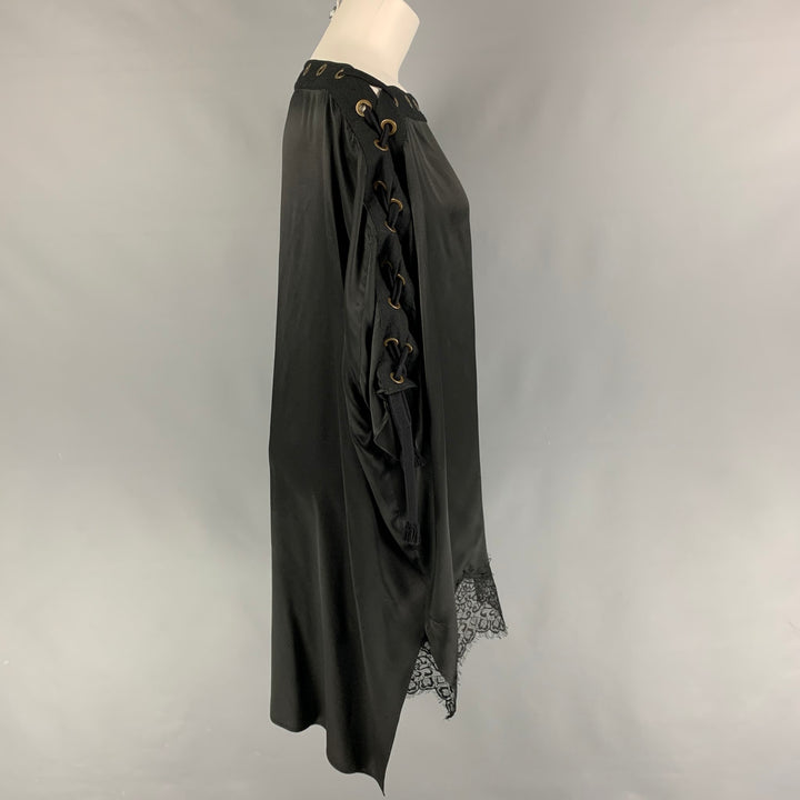 FAITH CONNEXION Top de vestido de seda negro con bordes sin rematar talla S