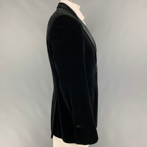 PAUL SMITH Talla 42 Abrigo deportivo con solapa de muesca de viscosa y algodón de terciopelo negro