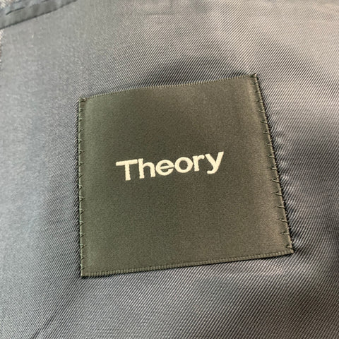 THEOR Size 42 Black Grey Checkered Wool Single Breasted