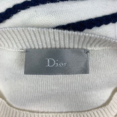 DIOR Size XS Cream Navy Stripe Cotton Blend Nautical Pullover