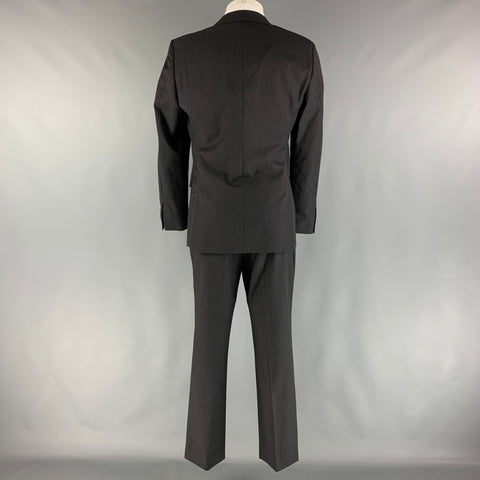 CALVIN KLEIN COLLECTION Size 38 Black Grey Heather Wool Silk 32 29 Suit