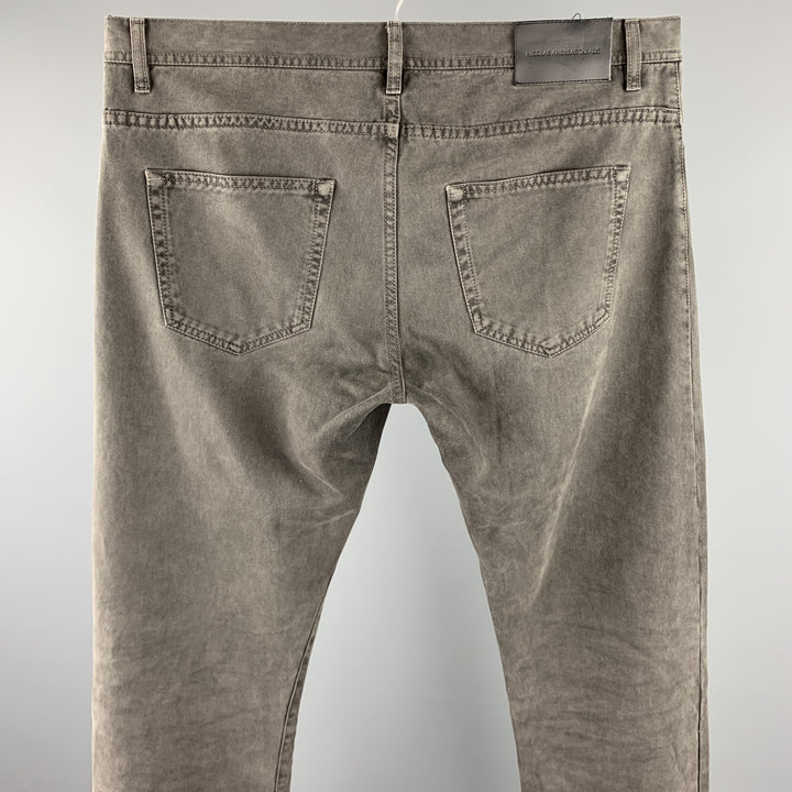 NICOLAS A. TARALIS Taille 34 Pantalon décontracté en coton gris avec braguette boutonnée