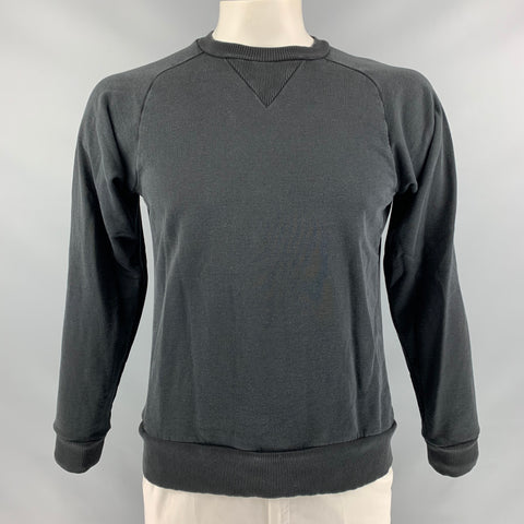 Y-3 Size L Black Solid Cotton Crew-Neck Sweatshirt
