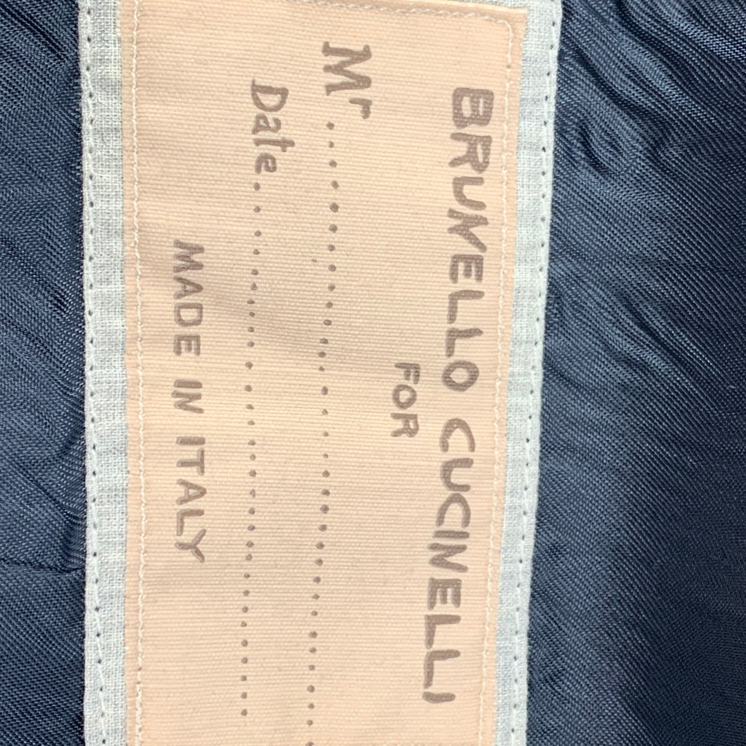 BRUNELLO CUCINELLI Size M Brown Plaid Linen Blend Buttoned Vest