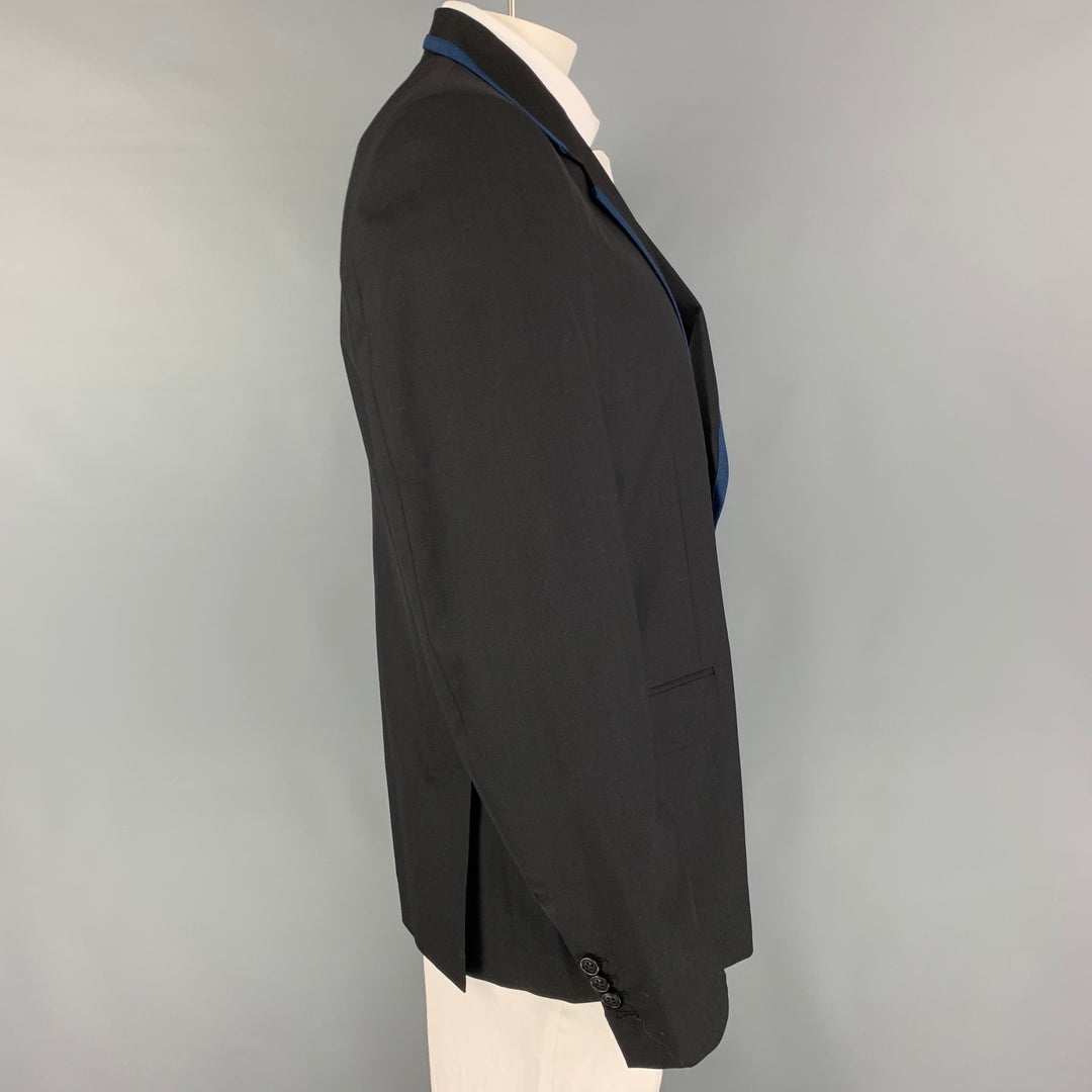 MARC JACOBS Size 44 Black Blue Wool Notch Lapel Sport Coat