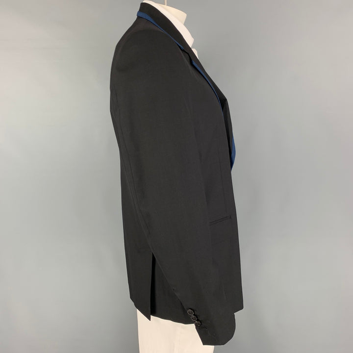 MARC JACOBS Size 44 Black Blue Wool Notch Lapel Sport Coat