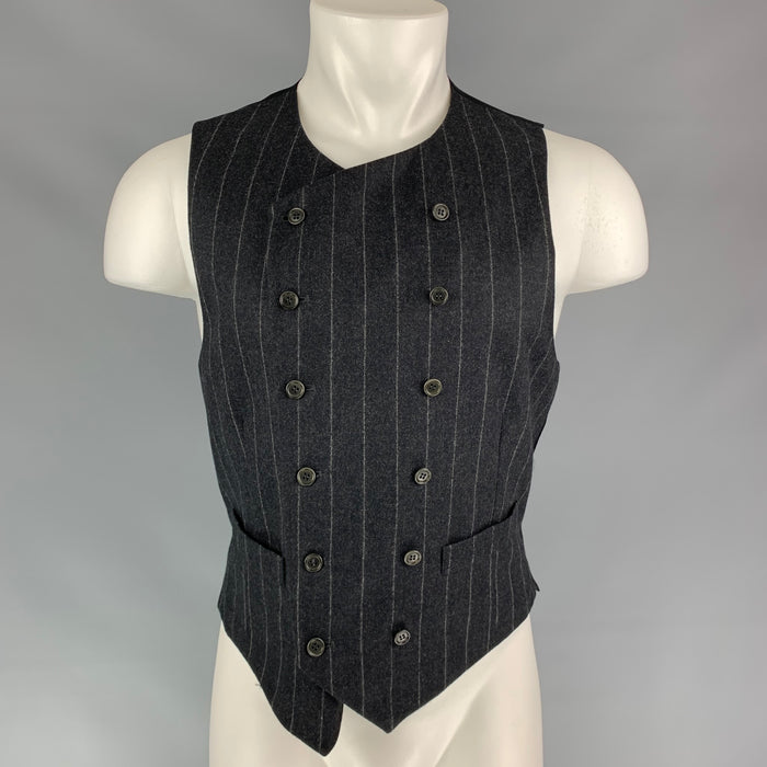 CHEAP and CHIC by MOSCHINO Size 40 Charcoal Chalkstripe Wool Double Breasted Vest