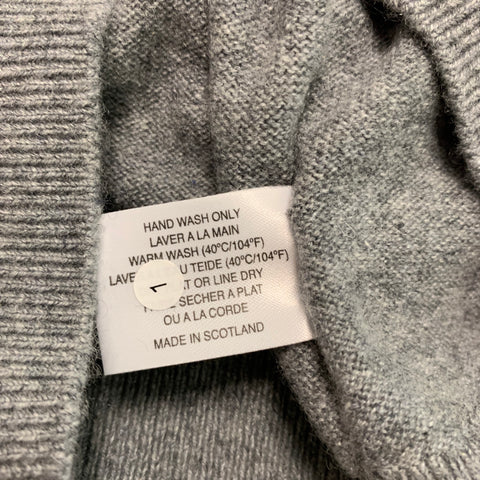HAWICO Size XL Grey Embroidery Cashmere 1/4 Zip Pullover