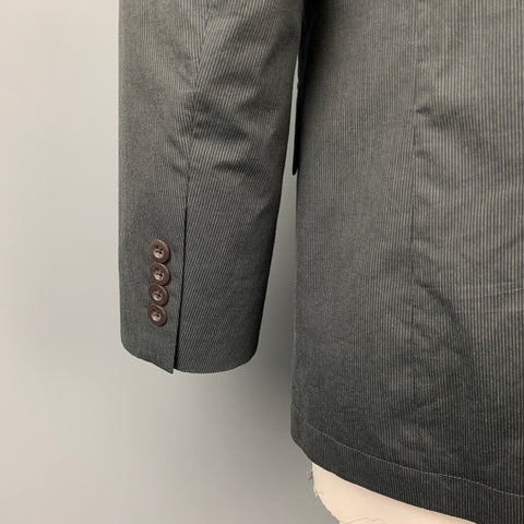 MATERIAL LONDON L Charcoal Pinstripe Cotton Notch Lapel  Sport Coat