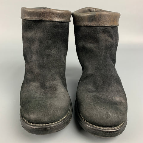 GUIDI Size 8 Black Suede Leather Ankle Boots