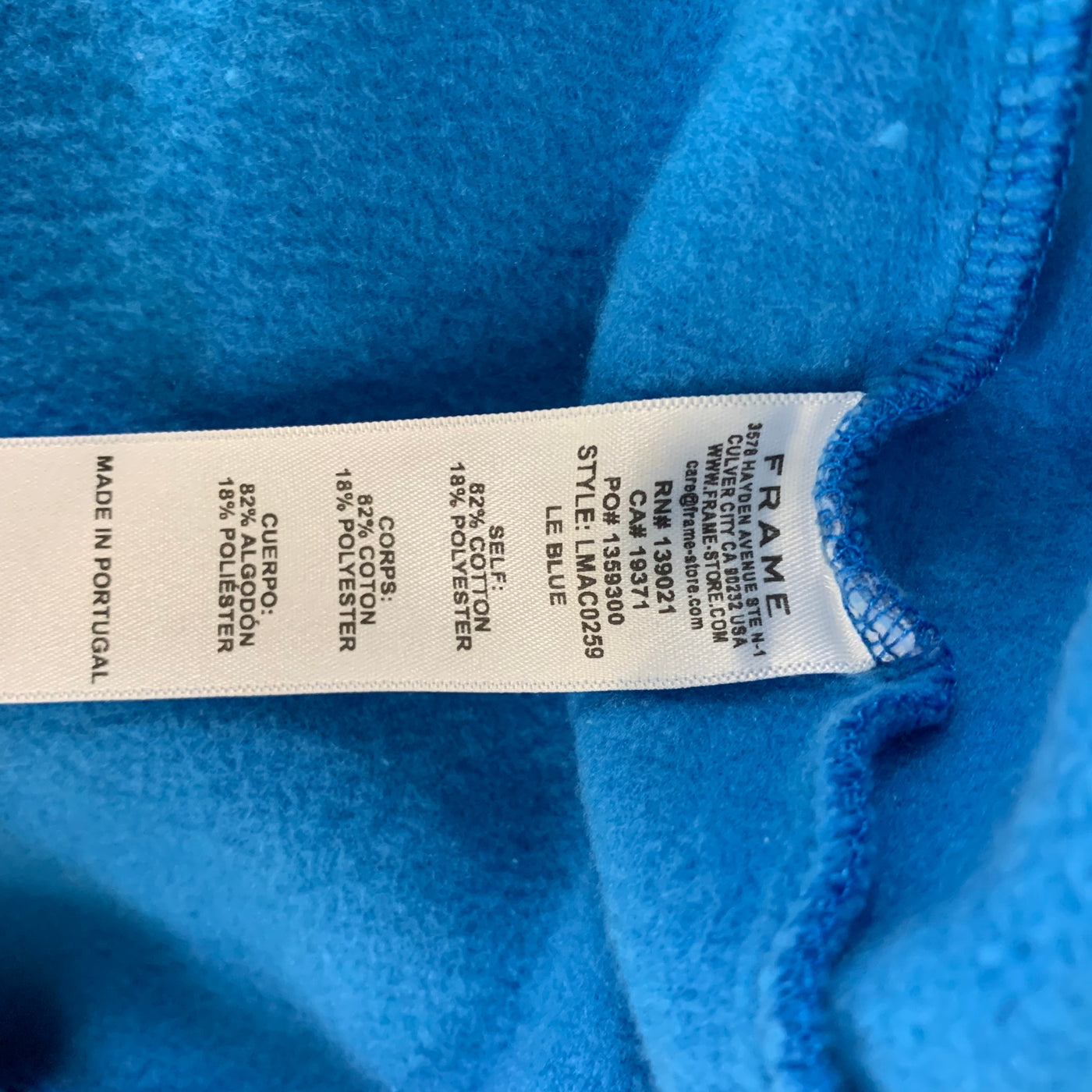 FRAME Size S Blue and  White Logo Cotton & Polyester Hooded Sweatshirt