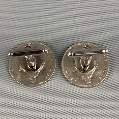 VINTAGE Silver Metal French Franc Coin Cuff Links