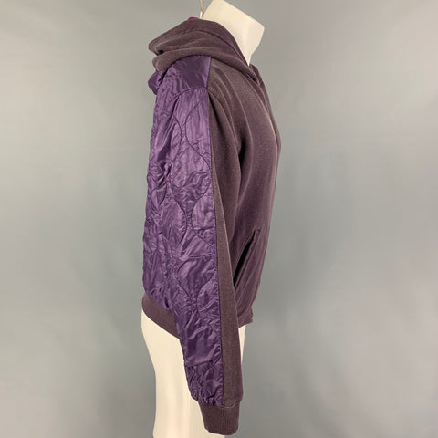 KAPITAL Size M Purple Quilted Cotton Nylon Hooded Sweatshirt