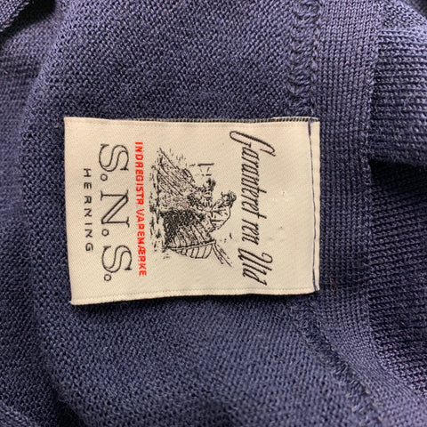 S.N.S HERNING Size L Navy Knit Wool V-Neck Cardigan