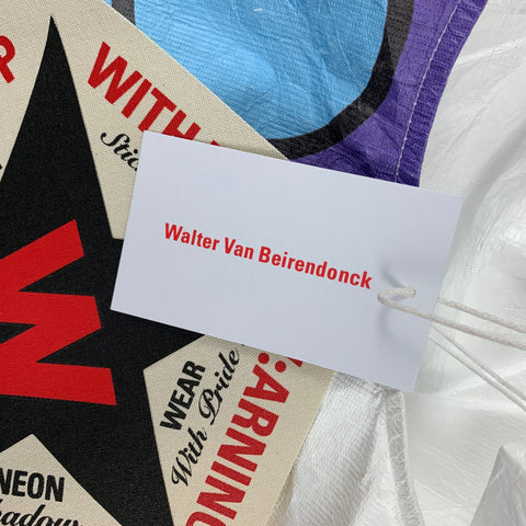 WALTER VAN BEIRENDONCK SS22 White Blue Graphic Tyvek Smile Poncho
