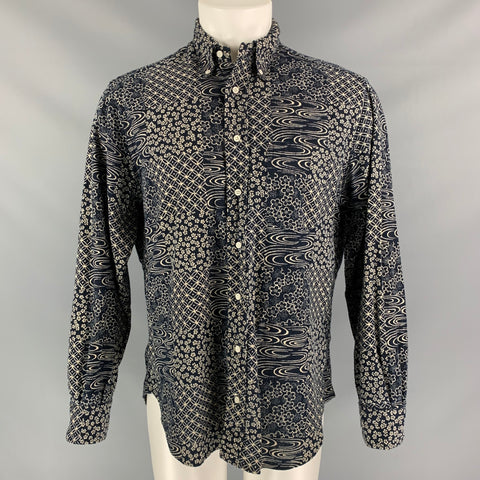GITMAN VINTAGE Size L Indigo Print Cotton Button Down Long Sleeve Shirt
