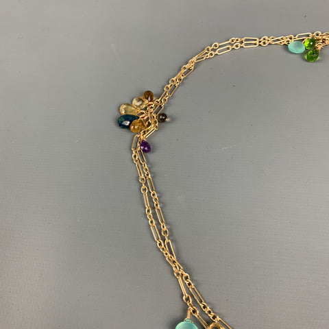 Collier en pierre semi-précieuse à maillons de chaîne plaqué or VINTAGE