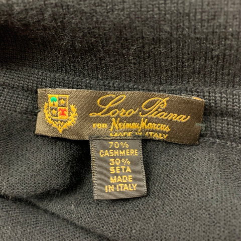 LORO PIANA Size S Black Cashmere Silk Long Sleeve Pullover
