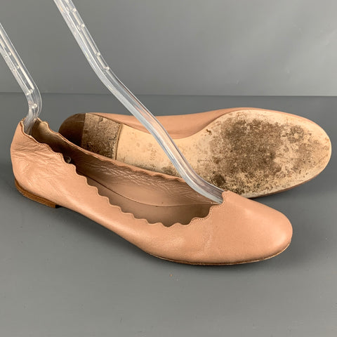 CHLOE Size 8.5 Beige Leather Solid Ballet Flats