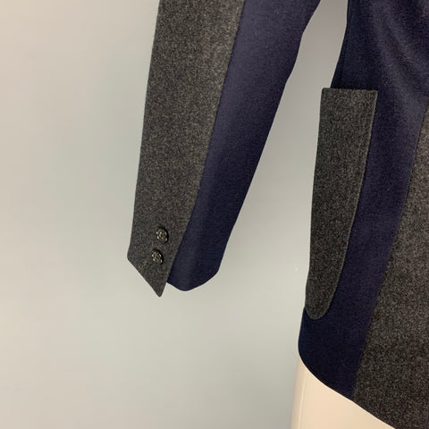 SHIPS Size 36 Charcoal Navy Color Block Wool Notch Lapel Sport Coat