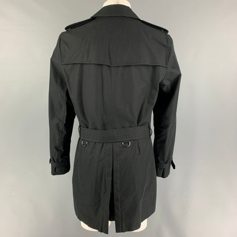 BURBERRY LONDON Size M Black Cotton Double Breasted Coat