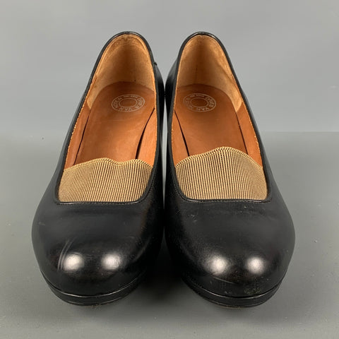 DRIES VAN NOTEN Size 8.5 Black Yellow Leather Pumps