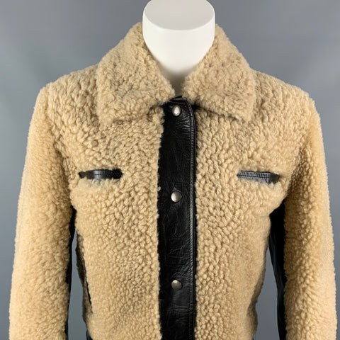 SAINT LAURENT Fall 21 Size 2 Tan & Brown Shearling Leather Short Jacket
