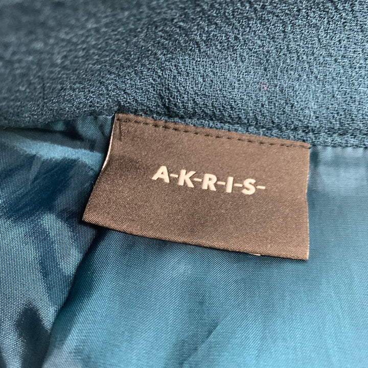 AKRIS Size 4 Blue Teal Wool Pencil Below Knee Skirt