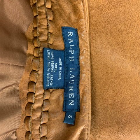 RALPH LAUREN Blue Label Size 6 Tan Leather Western Skirt