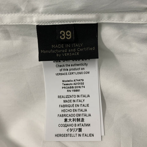 VERSACE Size S White Solid Cotton Button Up  Long Sleeve Shirt